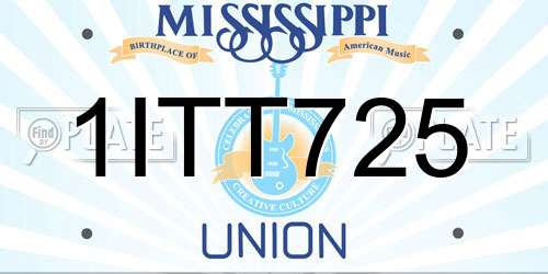 1ITT725 Mississippi License Plate