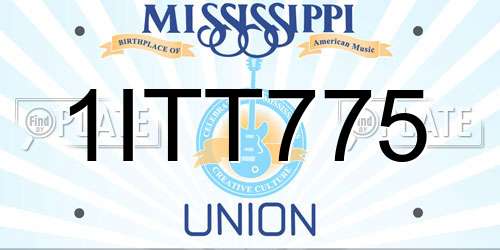 1ITT775 Mississippi License Plate