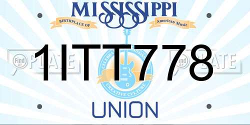 1ITT778 Mississippi License Plate