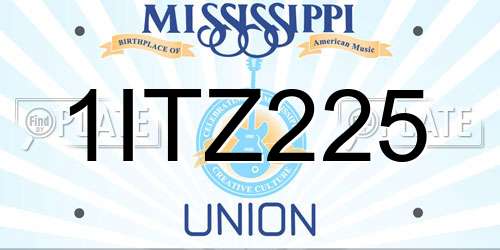 1ITZ225 Mississippi License Plate