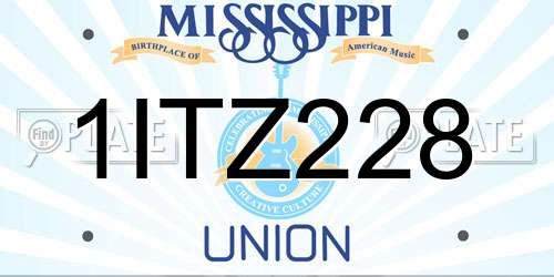 1ITZ228 Mississippi License Plate