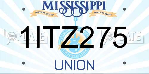 1ITZ275 Mississippi License Plate