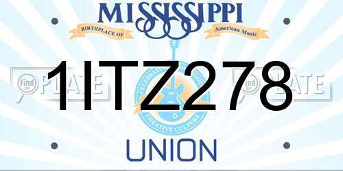 1ITZ278 Mississippi License Plate