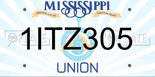 1ITZ305 Mississippi License Plate