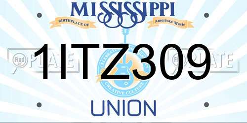 1ITZ309 Mississippi License Plate