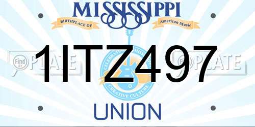 1ITZ497 Mississippi License Plate