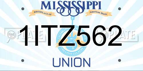 1ITZ562 Mississippi License Plate