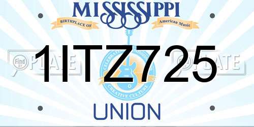 1ITZ725 Mississippi License Plate