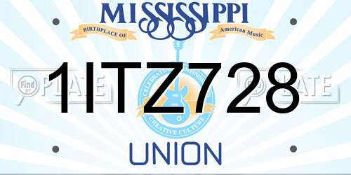 1ITZ728 Mississippi License Plate