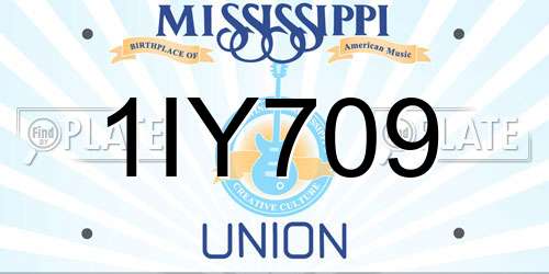 1IY709 Mississippi License Plate