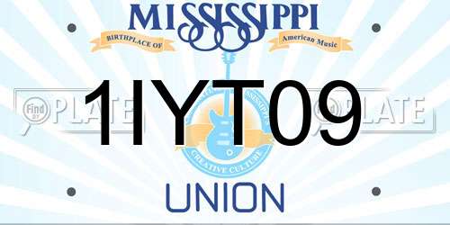1IYT09 Mississippi License Plate