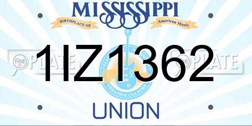 1IZ1362 Mississippi License Plate