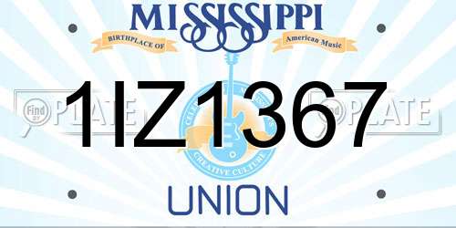 1IZ1367 Mississippi License Plate