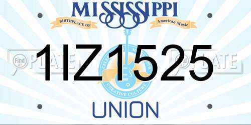 1IZ1525 Mississippi License Plate
