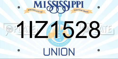 1IZ1528 Mississippi License Plate