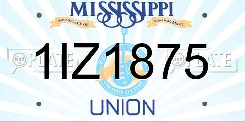1IZ1875 Mississippi License Plate