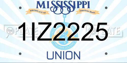 1IZ2225 Mississippi License Plate