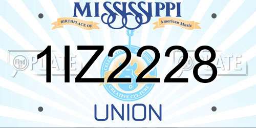 1IZ2228 Mississippi License Plate