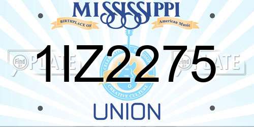 1IZ2275 Mississippi License Plate