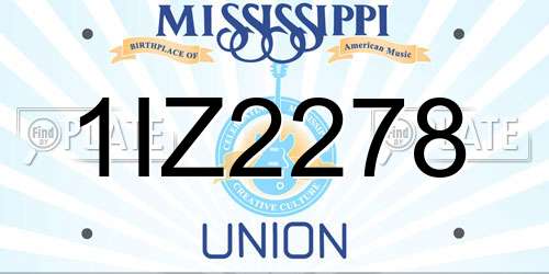1IZ2278 Mississippi License Plate