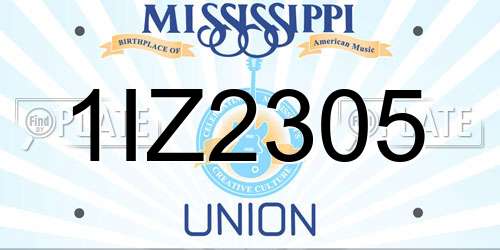 1IZ2305 Mississippi License Plate