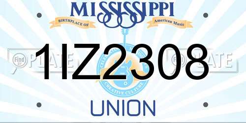 1IZ2308 Mississippi License Plate