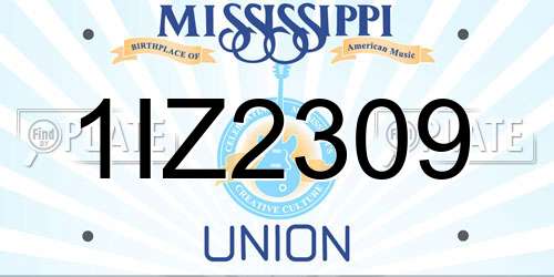 1IZ2309 Mississippi License Plate