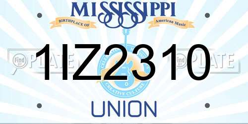 1IZ2310 Mississippi License Plate