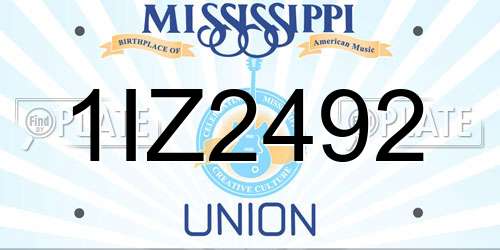 1IZ2492 Mississippi License Plate