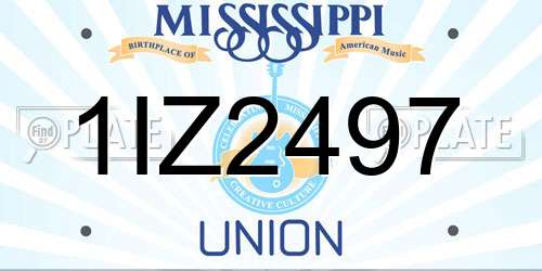 1IZ2497 Mississippi License Plate