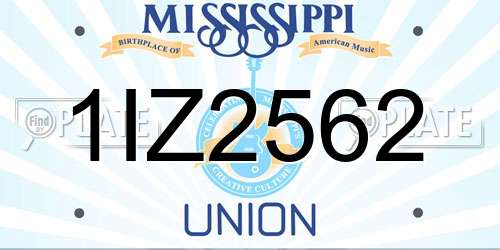 1IZ2562 Mississippi License Plate
