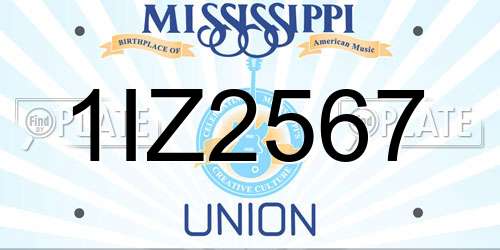 1IZ2567 Mississippi License Plate