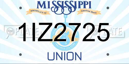 1IZ2725 Mississippi License Plate