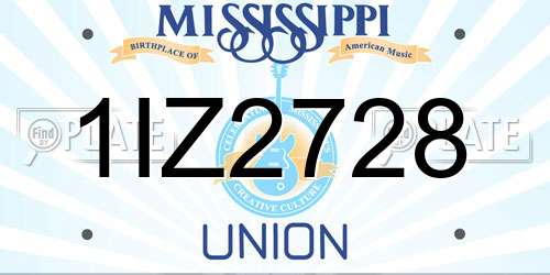 1IZ2728 Mississippi License Plate