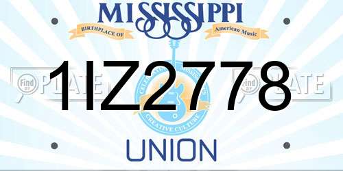 1IZ2778 Mississippi License Plate