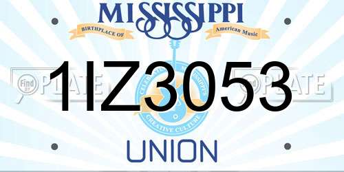 1IZ3053 Mississippi License Plate