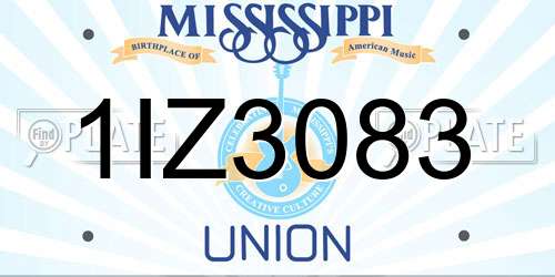 1IZ3083 Mississippi License Plate