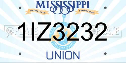 1IZ3232 Mississippi License Plate