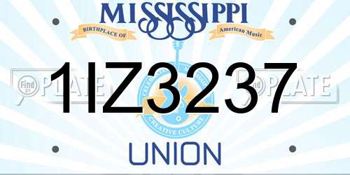 1IZ3237 Mississippi License Plate