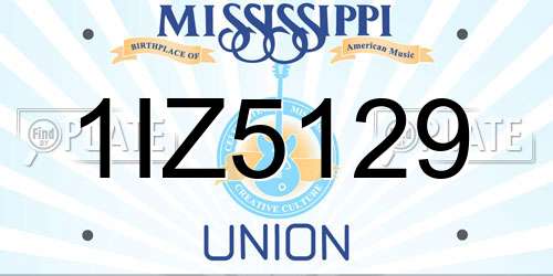 1IZ5129 Mississippi License Plate