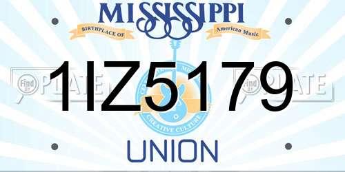 1IZ5179 Mississippi License Plate