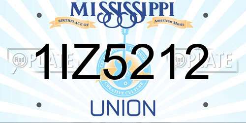 1IZ5212 Mississippi License Plate