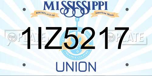 1IZ5217 Mississippi License Plate