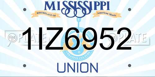 1IZ6952 Mississippi License Plate
