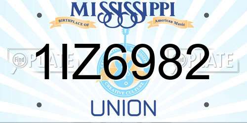 1IZ6982 Mississippi License Plate
