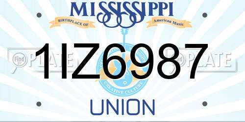 1IZ6987 Mississippi License Plate