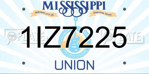 1IZ7225 Mississippi License Plate
