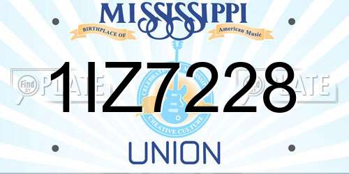 1IZ7228 Mississippi License Plate
