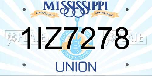 1IZ7278 Mississippi License Plate