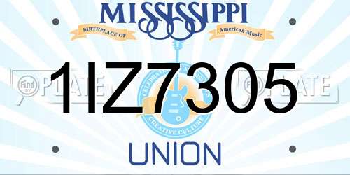 1IZ7305 Mississippi License Plate